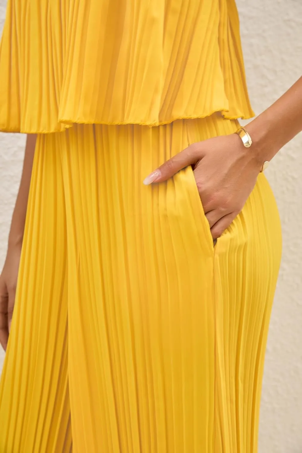 Women's Jumpsuit Casual Cape Ruffled Jumpsuit Spaghetti Straps Wide Leg Pants Long Jumpsuit with Pockets