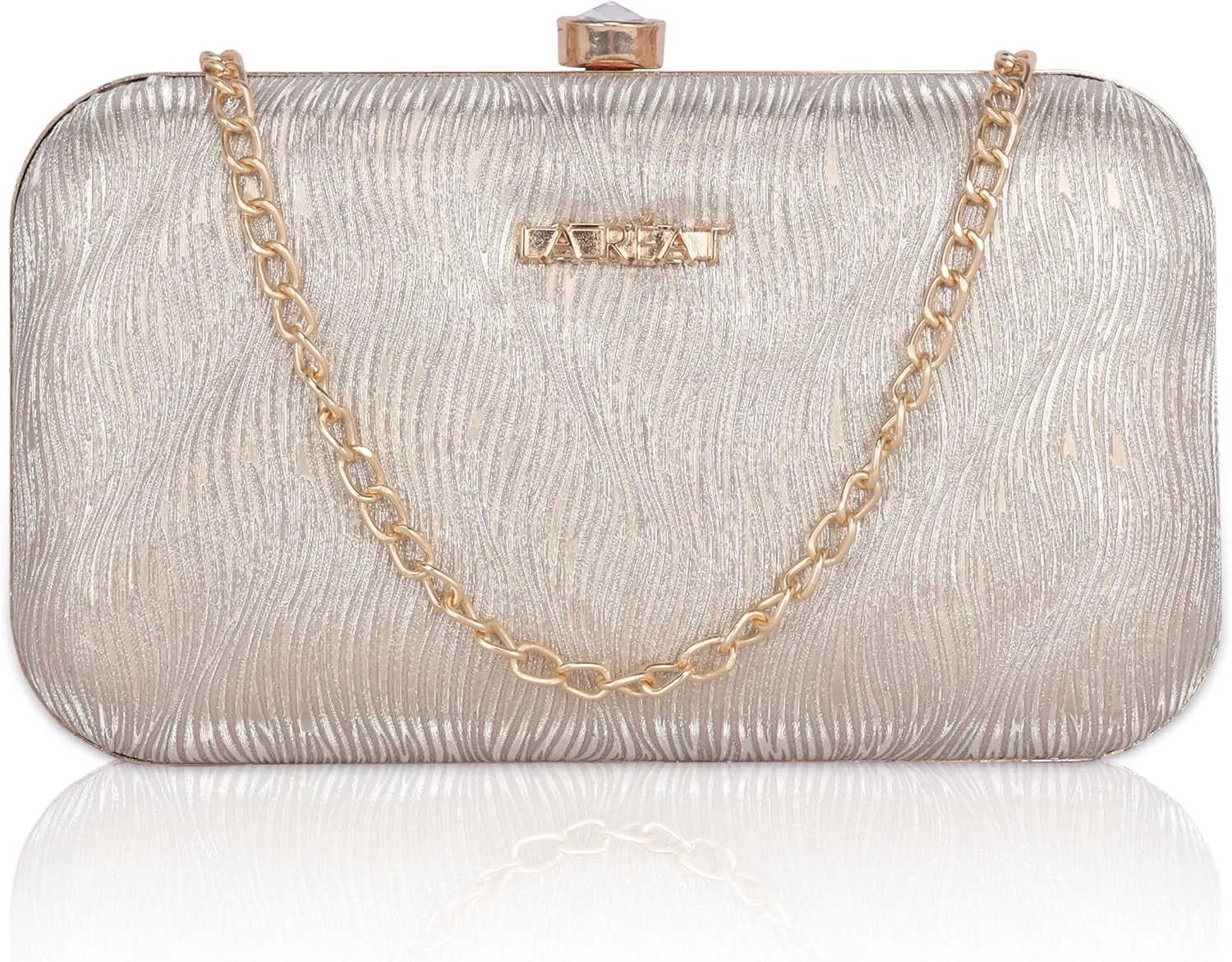 Women's Knot Design Evening Frame Clutch, Purse, Bridal Wedding Clutch Bag, Handbags Purses, Party Clutches, gold, M