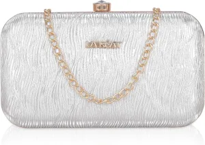 Women's Knot Design Evening Frame Clutch, Purse, Bridal Wedding Clutch Bag, Handbags Purses, Party Clutches, silver, M