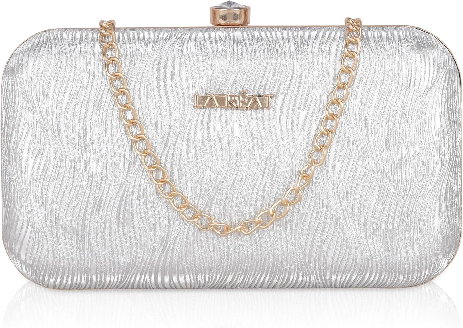 Women's Knot Design Evening Frame Clutch, Purse, Bridal Wedding Clutch Bag, Handbags Purses, Party Clutches, silver, M