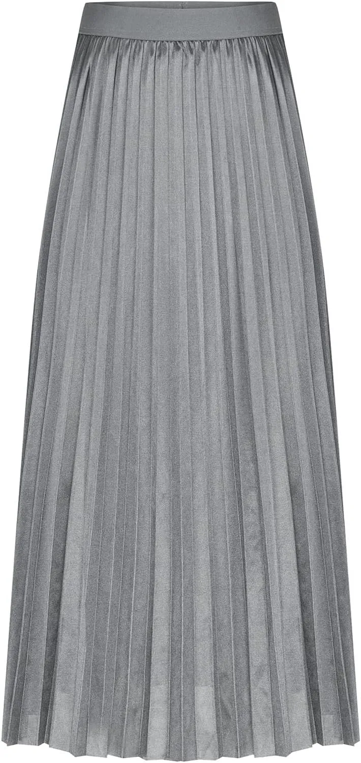 Womens Lightweight Pleated Skirt Summer High Waist Swing Midi Skirts Casual Versatile Flowy Plain A-Line Skirts