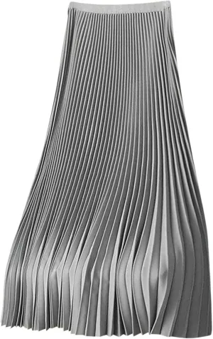 Womens Lightweight Pleated Skirt Summer High Waist Swing Midi Skirts Casual Versatile Flowy Plain A-Line Skirts