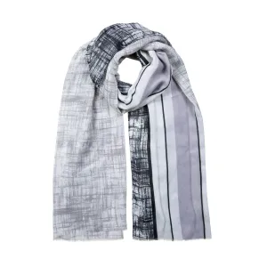 Women’s Lightweight Scarf with Stripe and Crosshatch Pattern