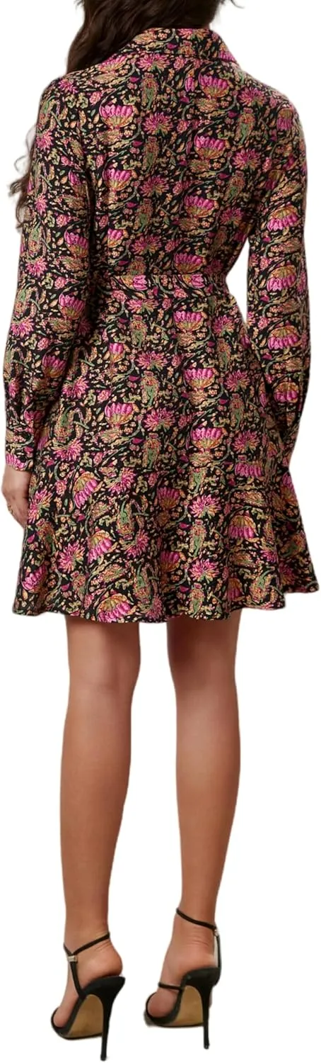 Women's Long Sleeve Button Down Shirt Dress Casual Tie Waist Midi Dresses