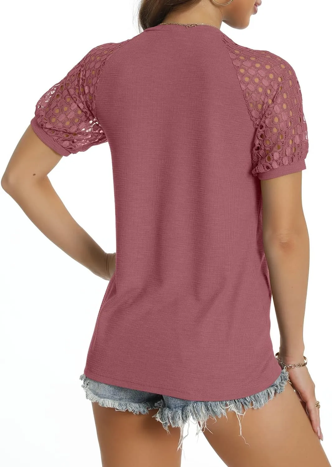 Women’s Long/Short Sleeve Tops Lace Shirt Casual Loose T Shirts Blouses