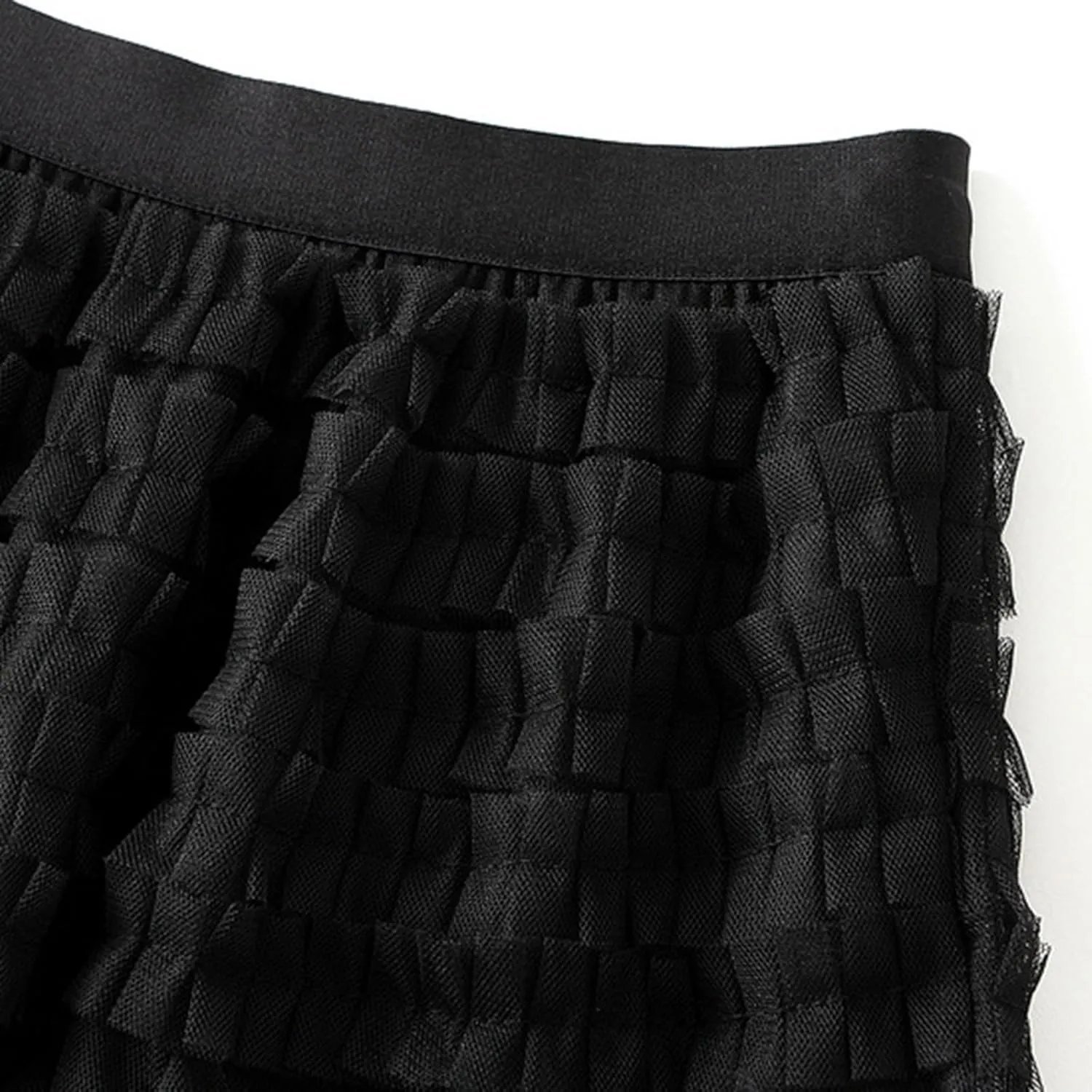 Womens Multilayer Ruffles Skirt Midi Long Fairy Skirt High Low Layered A-line Midi Skirt Irregular Tutu for Women