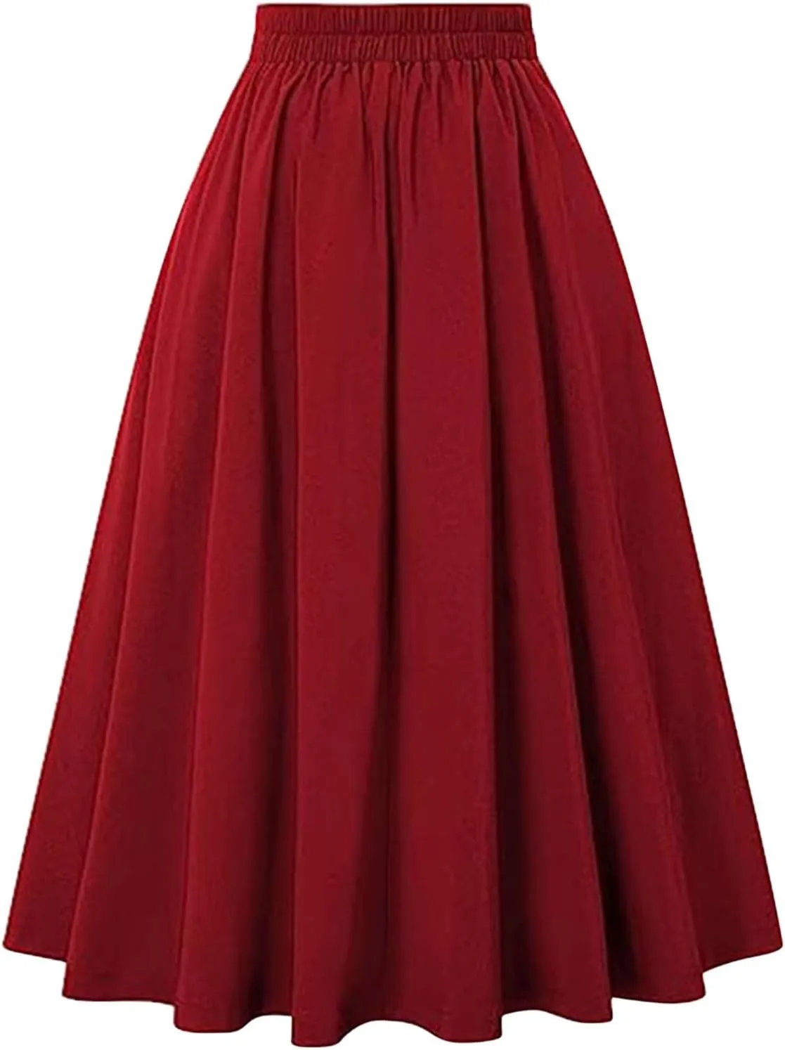 Womens Pleated Skirt High Waist Midi Skirts A Line Vintage Skirts Dressy Casual Button Skirt Elegant Cocktail Skirts