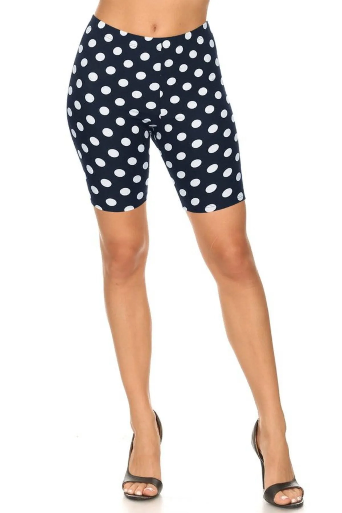 Women's Print Band Waist Biker Shorts