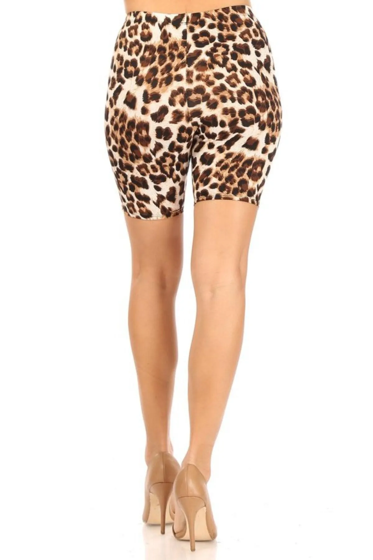 Women's Print Band Waist Biker Shorts