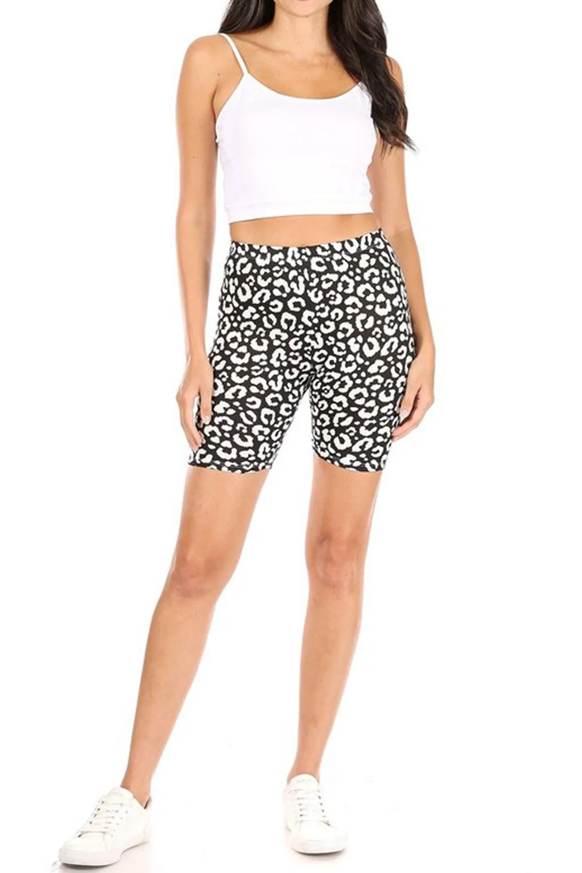 Women's Print Band Waist Biker Shorts