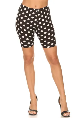 Women's Print Band Waist Biker Shorts