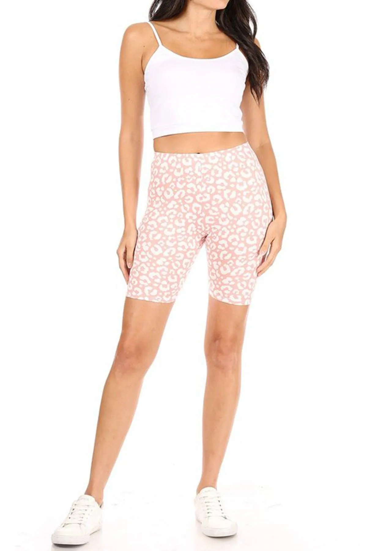 Women's Print Band Waist Biker Shorts