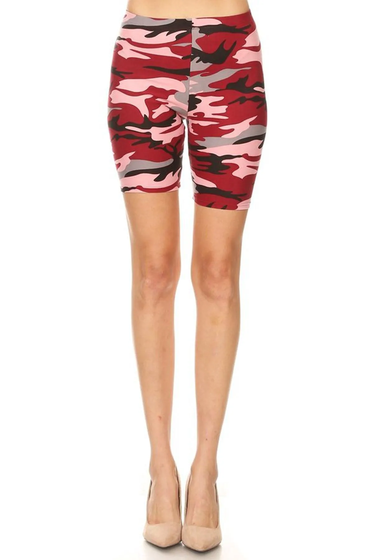 Women's Print Band Waist Biker Shorts
