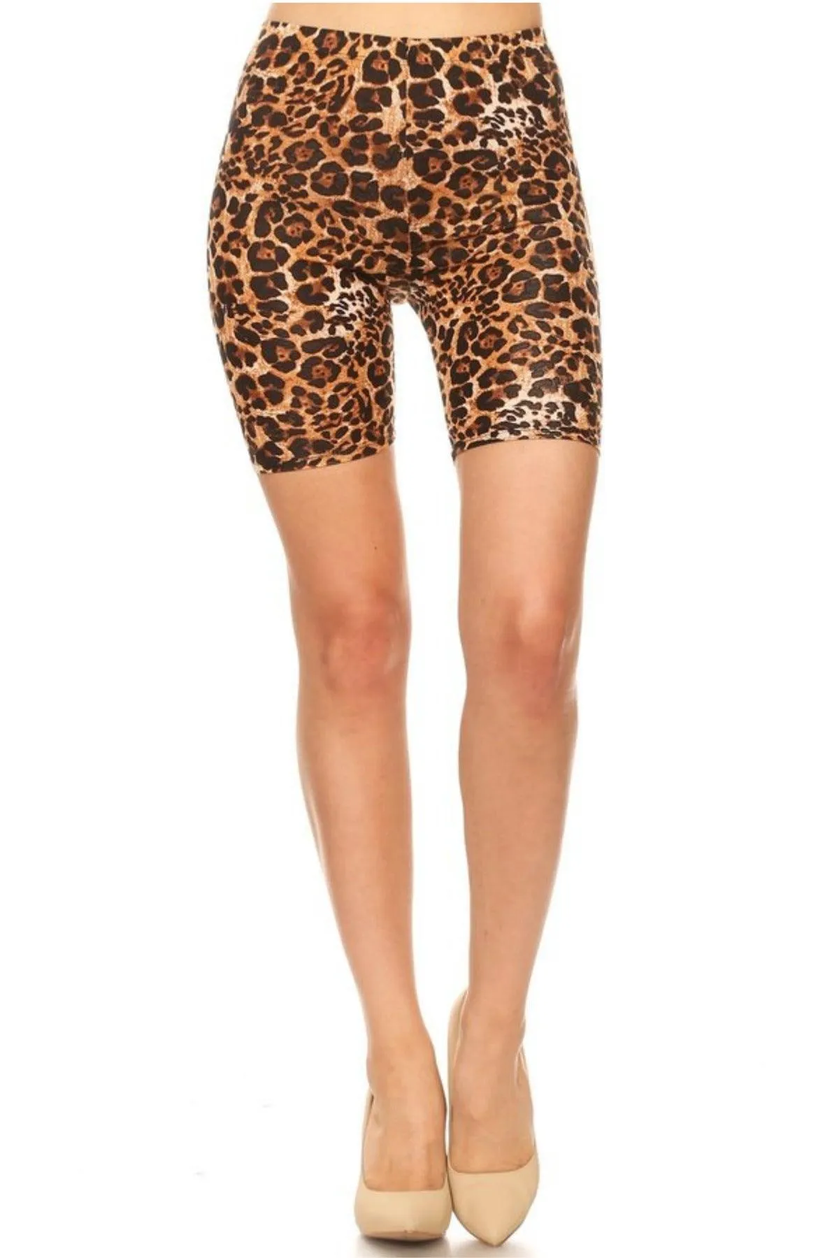 Women's Print Band Waist Biker Shorts