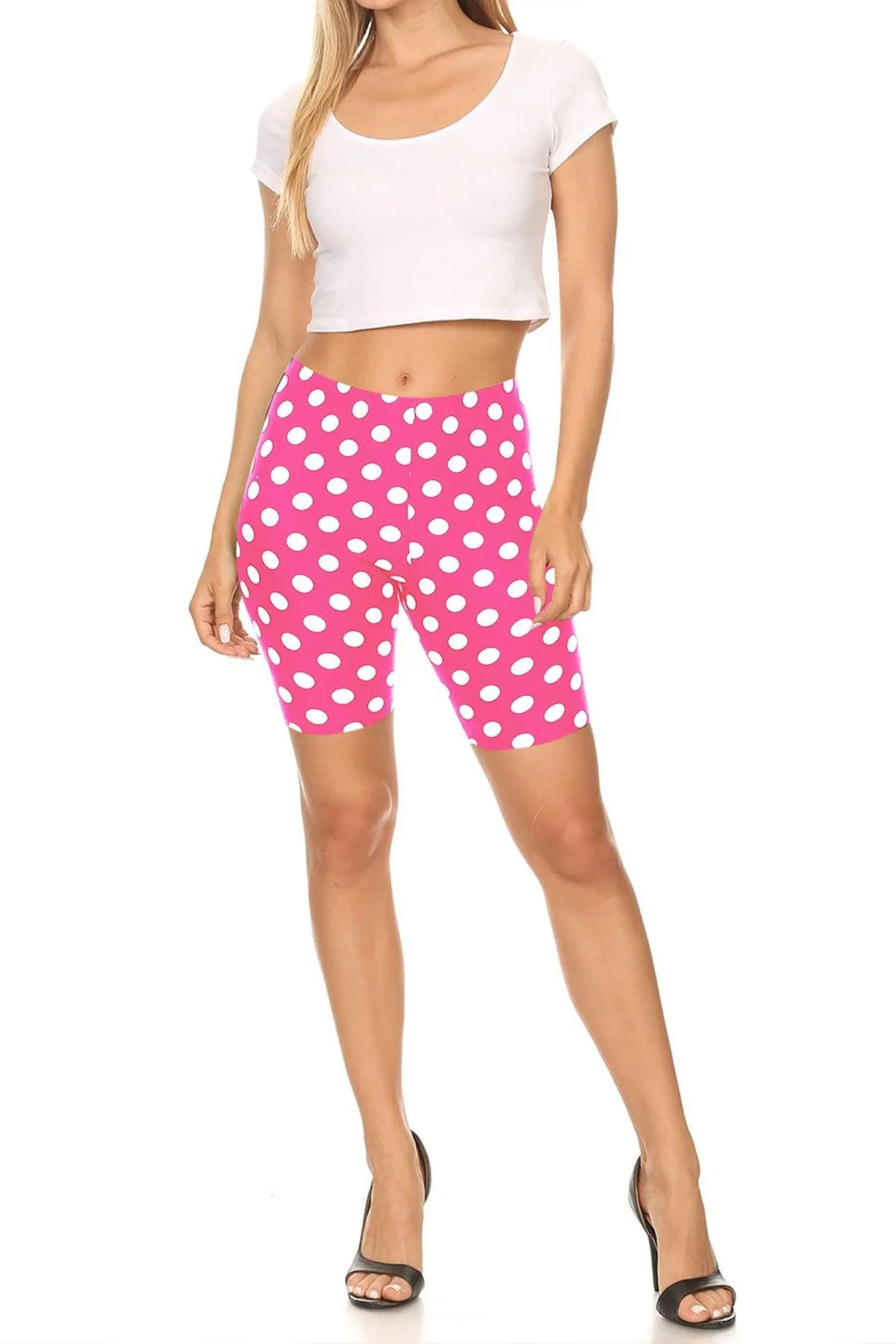 Women's Print Band Waist Biker Shorts