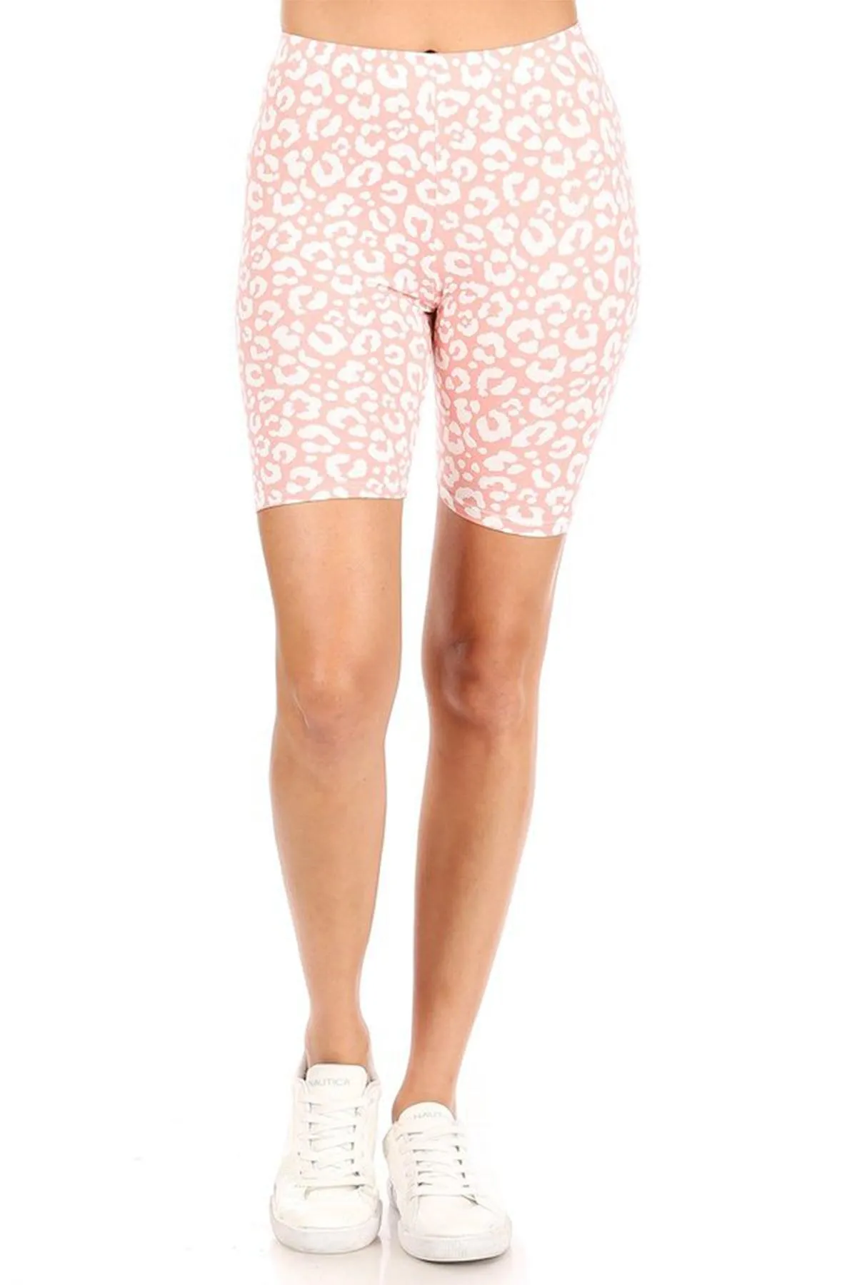 Women's Print Band Waist Biker Shorts