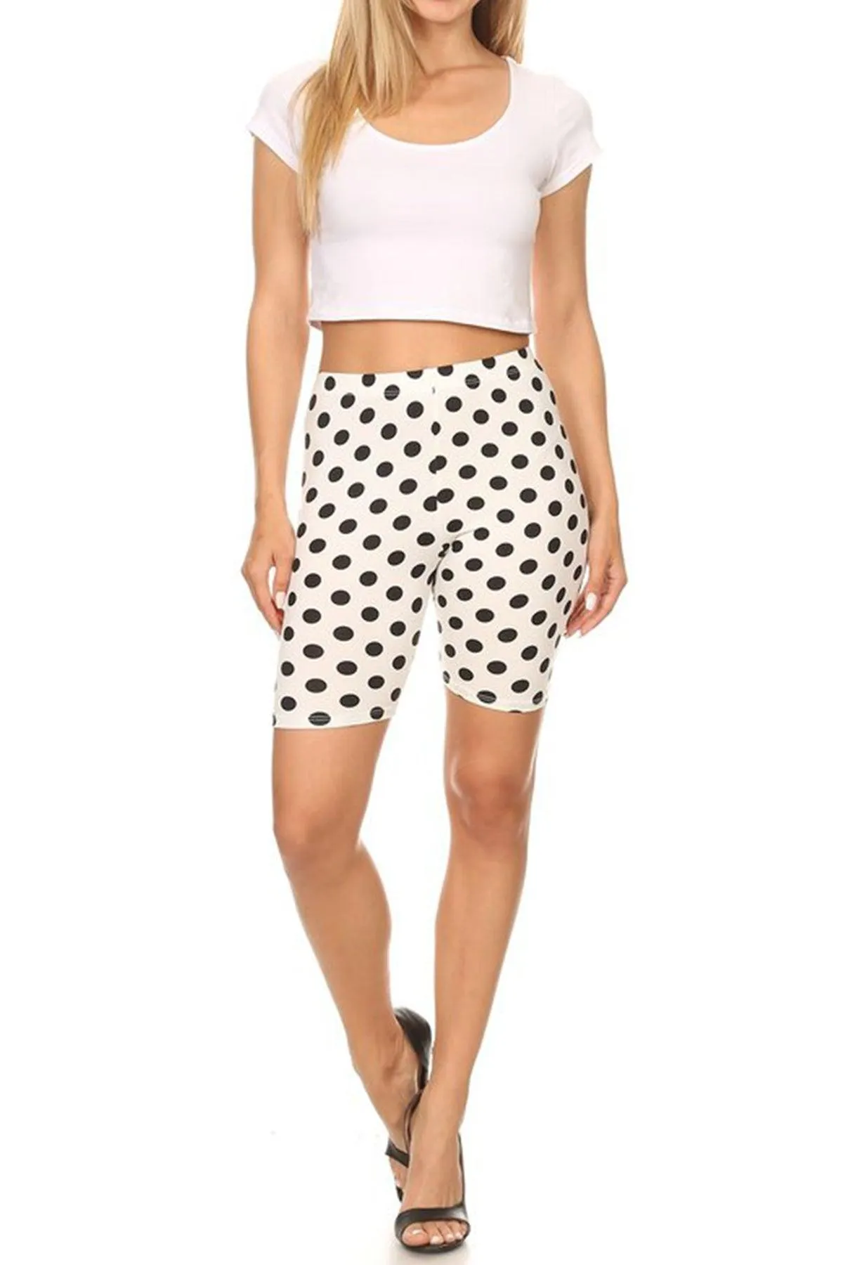 Women's Print Band Waist Biker Shorts