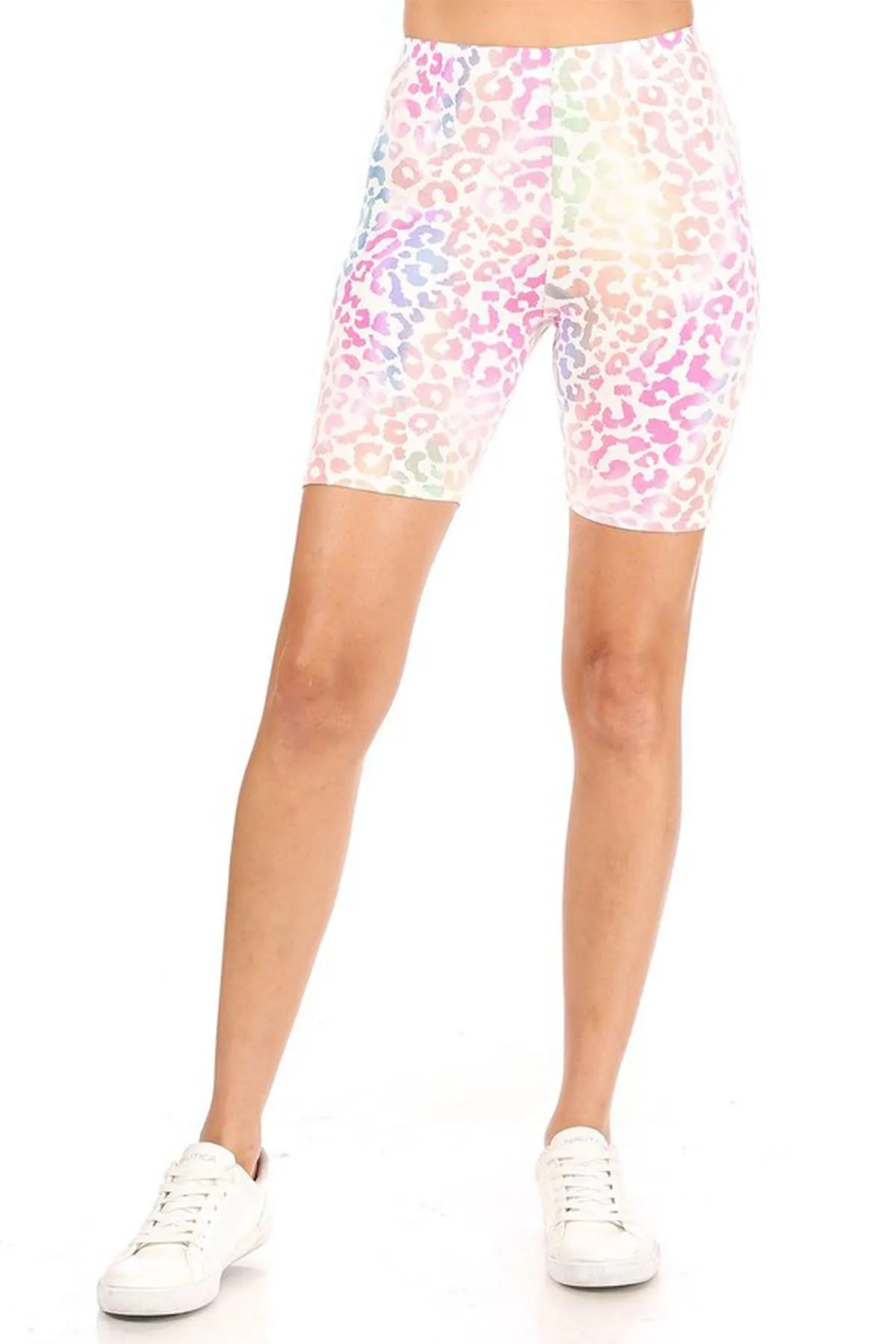 Women's Print Band Waist Biker Shorts
