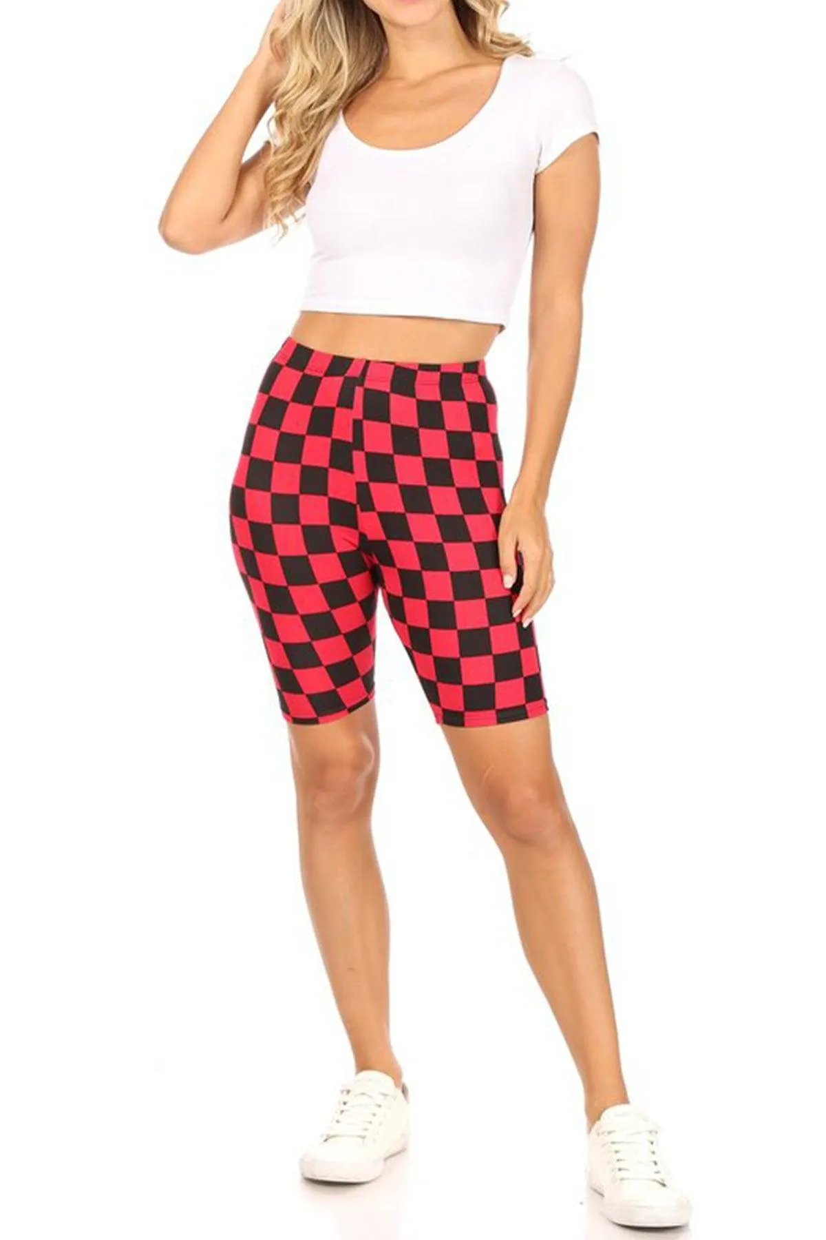 Women's Print Band Waist Biker Shorts
