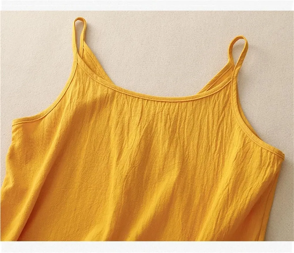 Women's Solid Color Round Neck Spaghetti Strap Sleeveless Camisole