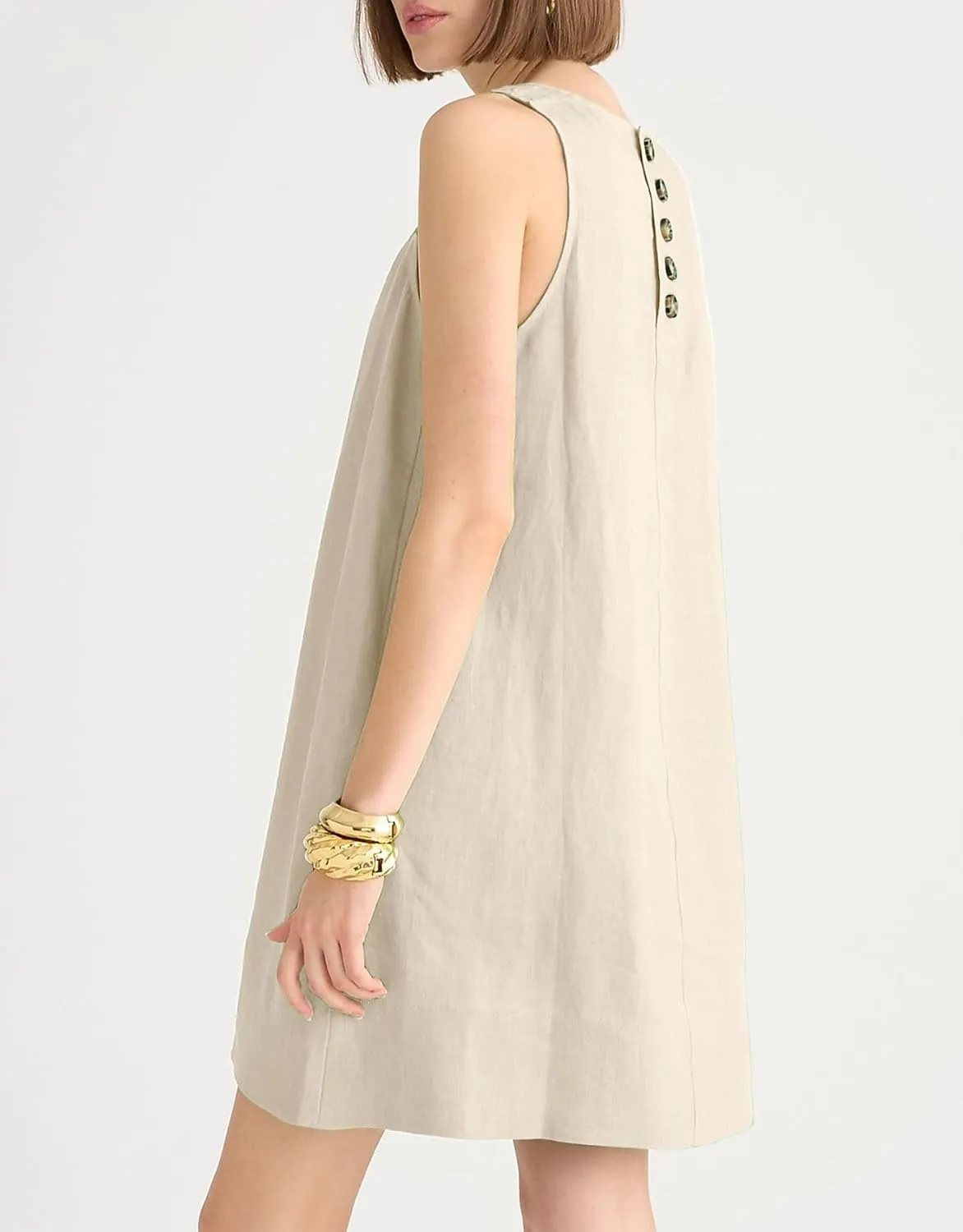 Womens Summer Tank Dress Casual Sleeveless Tunic Shift Linen Dress Smocked Sundresses