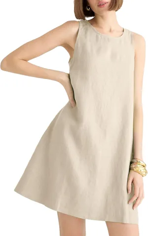Womens Summer Tank Dress Casual Sleeveless Tunic Shift Linen Dress Smocked Sundresses