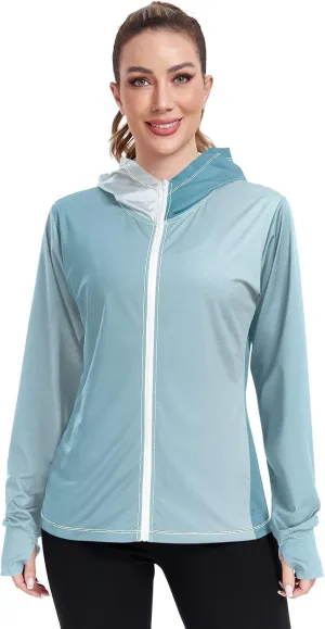 Womens Sun Protection Shirts Athletic Jacket with Thumb Holes Long Sleeve Spf 50 Cooling Shirts
