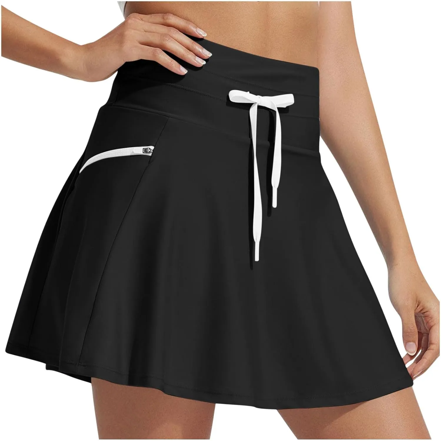 Women's Swim Skirt Quick Dry Workout High Waisted Skirts Drawstring Sports Beach Cute Pure Smooth Skirt 2025 New