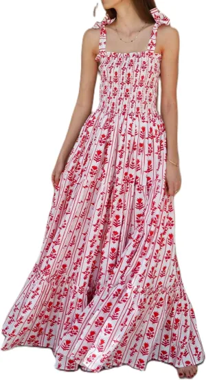 Womens Tie Shoulder Floral Boho Maxi Dress Sleeveless Flowy Tiered A Line Long Sundress Going Out Flower Beach Dress