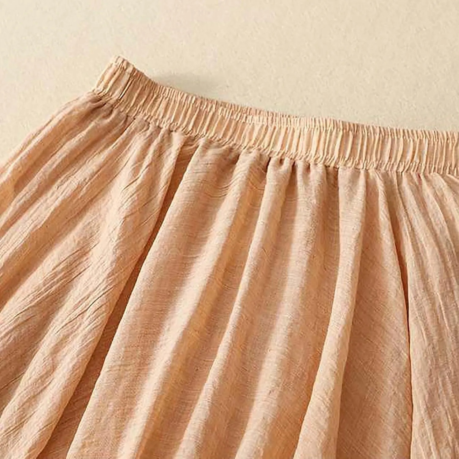 Women's Trendy Solid Ankle Ruffle Skirts Casual High Waist Elastic Midi Skirt Loose Pleated Flowy Hem Lounge Skirt