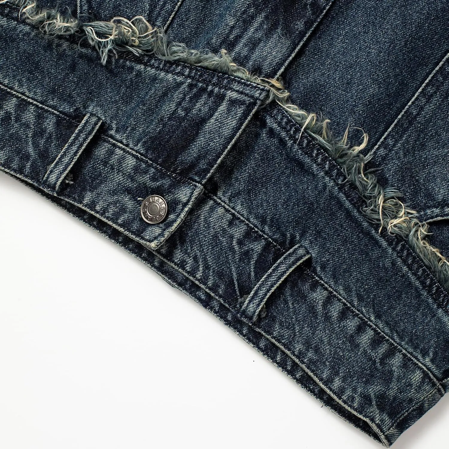 Women's Vintage Low-Rise Fringe Split Denim Long Skirt