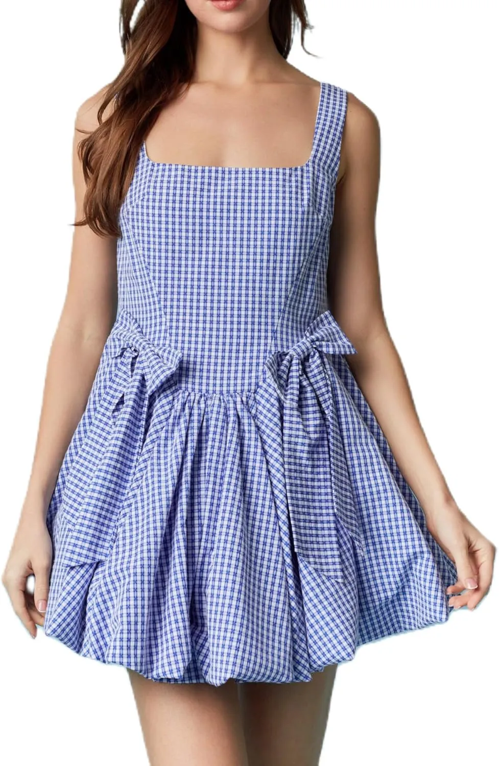 Women's Y2k Floral Print Mini Dress Bow Tie Shoulder Ruffle Babydoll A-Line Sundress Summer Going Out Dress