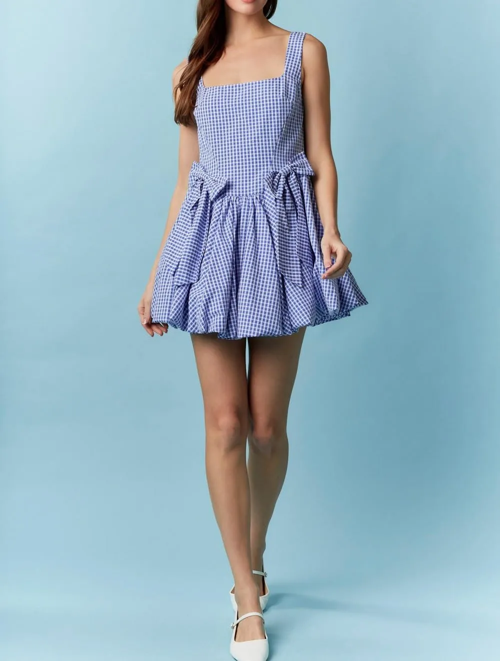 Women's Y2k Floral Print Mini Dress Bow Tie Shoulder Ruffle Babydoll A-Line Sundress Summer Going Out Dress