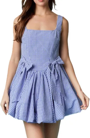 Women's Y2k Floral Print Mini Dress Bow Tie Shoulder Ruffle Babydoll A-Line Sundress Summer Going Out Dress