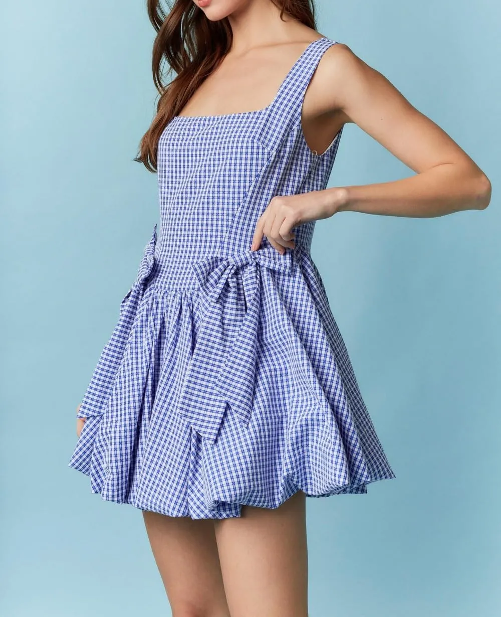 Women's Y2k Floral Print Mini Dress Bow Tie Shoulder Ruffle Babydoll A-Line Sundress Summer Going Out Dress
