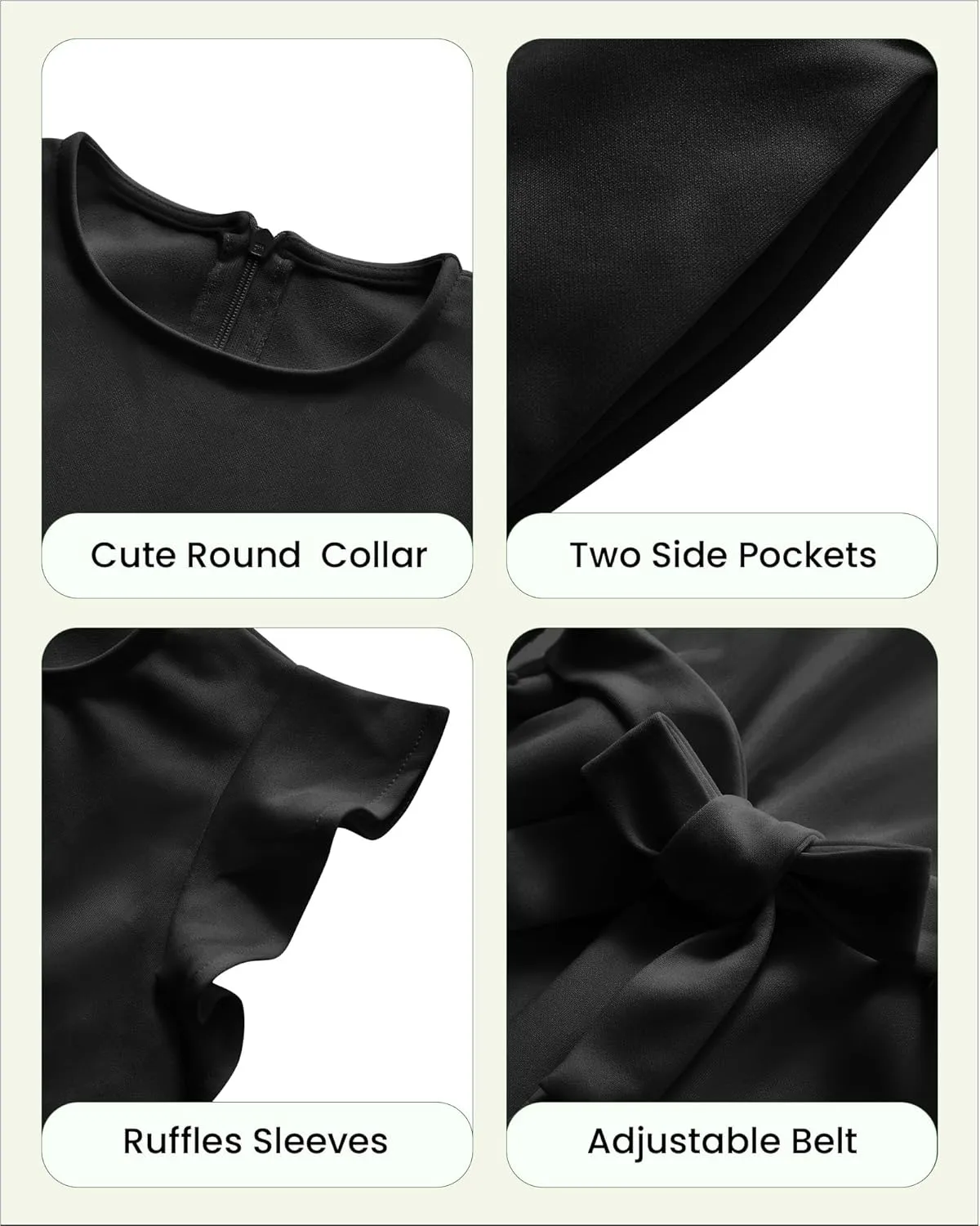 WULFUL Girls Jumpsuits Ruffled Sleeves Summer Fashion One Piece Romper Outfits Belted Wide Long Pants
